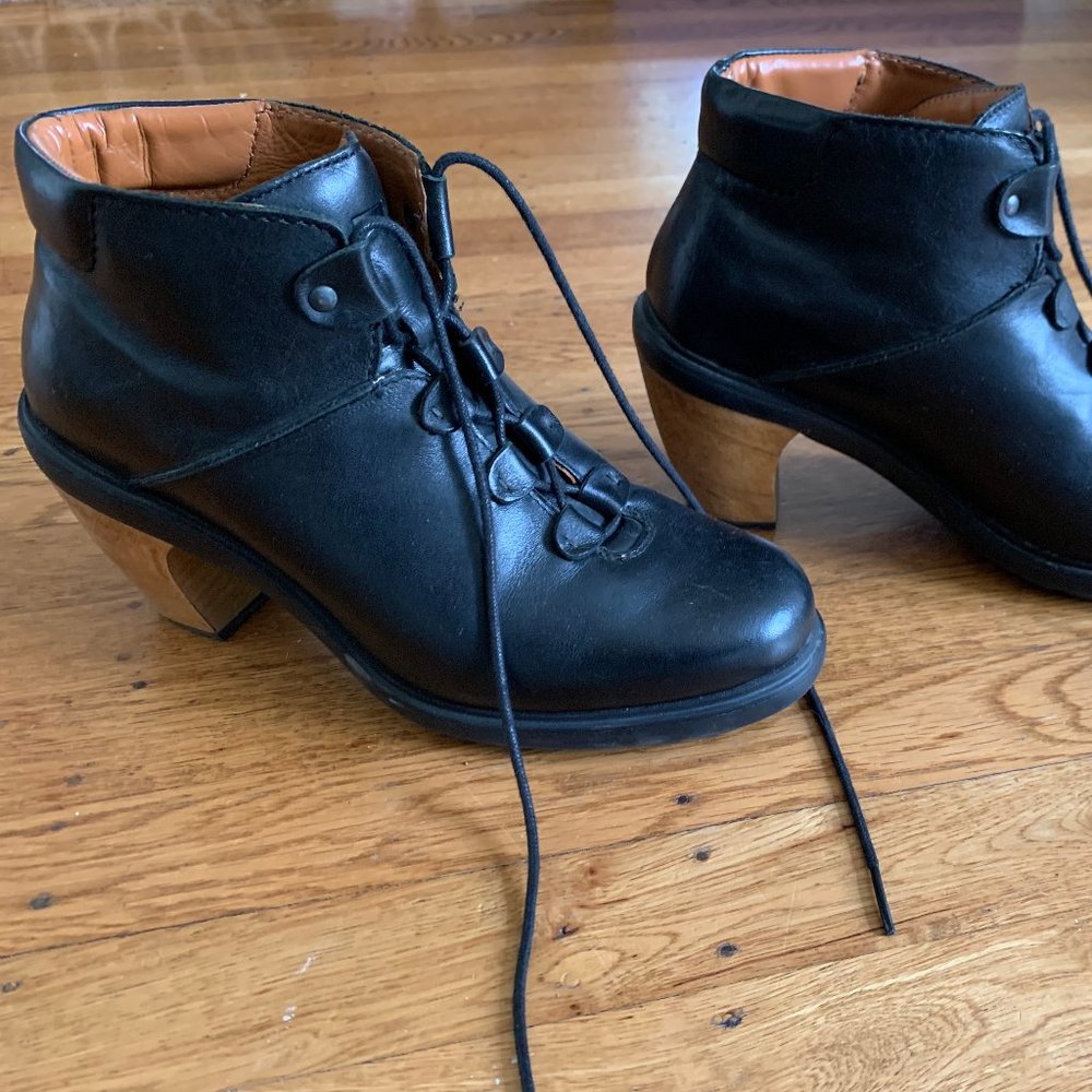 Camper Black Leather Valley Lace Up Ankle Boots